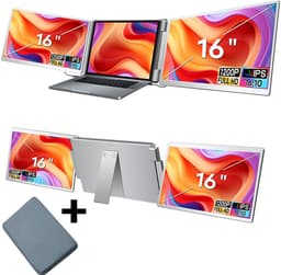 Stemap® Flex Portable Monitor Triple 16'' - Full HD 1920X1200P - Geschikt Voor 12” / 18.5” Tri-Screen - Laptop Scherm Uitbreider - Inclusief Beschermhoes en Kabels - 2 Jaar Garantie — thumbnail 1