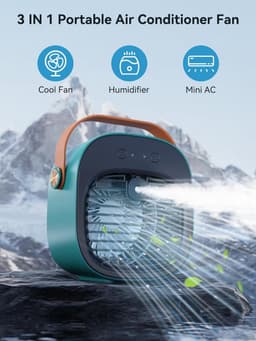 Draagbare ventilator - 4000 mAh oplaadbare miniventilator - 3 snelheidsinstellingen - 5-10 uur looptijd - Stille bureauventilator - Persoonlijke luchtkoeler voor thuis, slaapkamer, reizen, kantoor en buiten - Groen — thumbnail 5