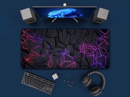 Gaming muismat XXL - antislip - stijlvolle geometrische print - extra breed - stabiele grip - glad - zacht - stabiliteit - bescherming - professionele randnaden - gaming accessoire - comfortabel - nauwkeurig - microtextuur - maximle grip — thumbnail 5