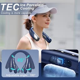 Neck fan-nekventilator -nek Ventilator -Draagbare nekventilator Persoonlijk - Koelende nekventilator die koude lucht blaast - Verstelbaar, handsfree, oplaadbaar cadeau voor mannen, vrouwen, moeders, vaders, reisbenodigdheden - Blauw - 1 stuk — thumbnail 3