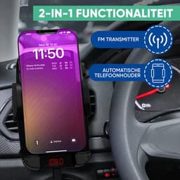 Serve FM Transmitter & Telefoonhouder Auto - Bluetooth Carkit voor Muziek - Telefoonhouders Auto Accessoires - Ventilatie Houder — thumbnail 2