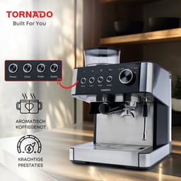 Tornado TCM-5431-GS - Pistonmachine met Bonenmaler - Halfautomatisch - 20 Bar - Dubbele Boiler - RVS — thumbnail 4