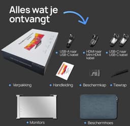 Stemap® Portable Monitor Triple - Full HD - Geschikt Voor 15” / 18,1” Tri-Screen - Laptop Scherm Uitbreider - Inclusief Beschermhoes en Kabels - 2 Jaar Garantie — thumbnail 2