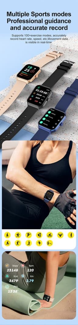 oTronica Smartwatch dames - Smartwatch Heren - Stappenteller - Full Screen - Fitness Tracker - Activity Tracker - Smartwatch Android & IOS - Rose Gold — thumbnail 2