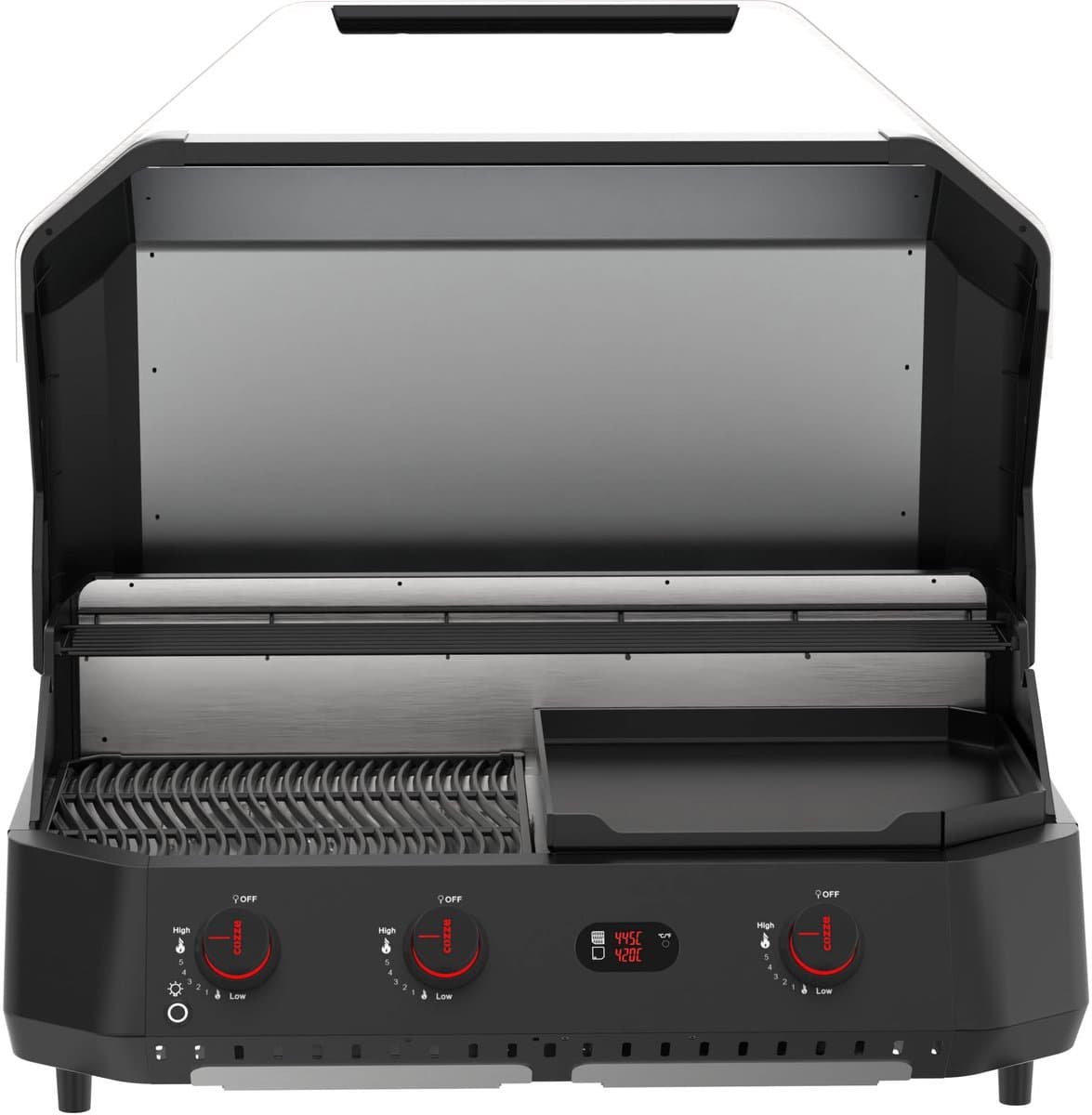Cozze® G-800 Combo Plancha Grill BBQ - 3 Gasbranders - Gas BBQ & Plancha voor Buiten Koken - Grote Bakplaat - 30 mbar - Outdoor Cooking Station — afbeelding 1