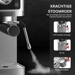 Espressomachine - Koffiezetapparaat - Koffiemachines - Grijs — thumbnail 3