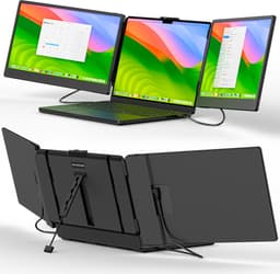 Portable Monitor 14 Inch Tri Screen - Gratis Reistas - Laptop scherm extender - Draagbare monitor - 14 inch monitor - Extra scherm laptop - Draagbare monitor voor laptop - tri screen monitor - portable beeldscherm - USB Monitor — thumbnail 1
