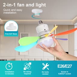 Plafondlampen met Ventilator - 3 kleurtemperatuurverlichting - Doorsnede 52 cm Ventilator Lamp met Afstandsbediening - 40W Plafondventilator met Dimbare LED Lamp - 1/2/4 uur Tmerfunctie - Beschikbaar in Voor Slaapkamer, Woonkamer, Garage enz(Kleur) — thumbnail 5