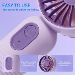 Mini draagbare ventilator 3-pack, schattige draagbare, op batterijen werkende, lichtgewicht kleine persoonlijke ventilatoren met 3 snelheden en USB-oplaadbare wimperventilator voor stijlvolle meisjes, kinderen, vrouwen, mannen, kantoor — thumbnail 4