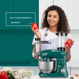 Foodprocessor Met 7 Accessoires - Mengbeker - Vleesmolen - Grote Kom - Beschermdeksel - Garde - Mixer En Kneedmachine - Groen - 6 Liter — thumbnail 4