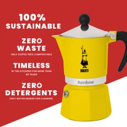 Bialetti Rainbow Geel Percolator – 6 kops – 300 ml – Authentieke Italiaanse Espresso Maker — thumbnail 5