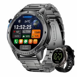 Royal Empire GPS Smartwatch - Smartwatch Heren - 1.43" AMOLED - Sport Horloge - Belfunctie - 5ATM Waterdicht - 170+ Sportmodi - Hartslag & SpO2 - Stappenteller - RVS & TPU Bandje - Geschikt voor alle Smartphones - Zwart — thumbnail 1
