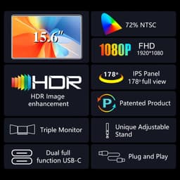 Ohana DT - Portable Monitor Triple - Full HD - Triple Scherm Laptop - Laptop Scherm Uitbreider - 2 Jaar Garantie - Grijs — thumbnail 5
