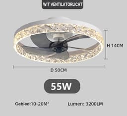 Ventilator Lamp - Plafondventilator Wit - Smart Lamp - Met Dimmer - 6 Standen Ventilator - Keuken Lamp - Woonkamerlamp - Moderne lamp — thumbnail 5