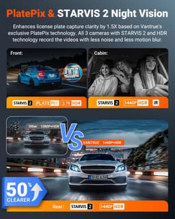 Vantrue N4S 3-kanaals dashcam (voor, binnen, achter), 2.7K+1440P+1440P WiFi-dashcam met PlatePix™, STARVIS 2 x HDR x IR-nachtzicht, spraakbediening, GPS, 24/7 parkeermodus, LTE-ondersteuning, ondersteunt tot 1TB max. — thumbnail 4