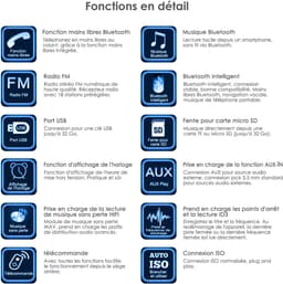 Autoradio Bluetooth 5.0 Autoradio Bluetooth, 1 DIN Autoradio Handsfree Geschikt voor 9-12V Auto FM-radio, Ondersteunt 2 USB/AUX/SD/TF/MP3 1 DIN Autoradio Ondersteunt iOS/Android — thumbnail 3