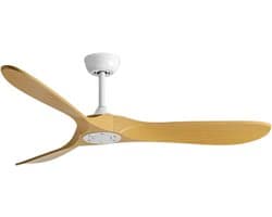 Nivard Plafondventilator - Met Verlichting - Plafond Ventilator - Met Lamp - Plafonniere Met Ventilator - Licht Hout/Wit - 132cm