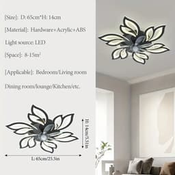 5 Kop Bloem Ventilator - Plafondventilator - Zwart - Dimbaar - 6 Standen Ventilator - Keuken Lamp - Woonkamerlamp - Moderne Ventilator Lamp — thumbnail 3