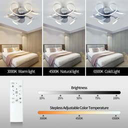 Nivard Plafondventilator - Met Verlichting - Plafond Ventilator - Met Lamp - Plafonniere Met Ventilator - Met Licht - Wit - 50cm — thumbnail 2