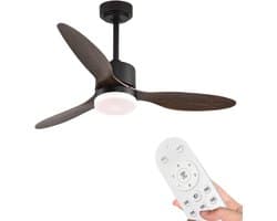 Livano Plafondventilator - Met Verlichting - Plafond Ventilator - Met Lamp - Plafonniere Met Ventilator - Met Licht - Donker Hout - 132cm