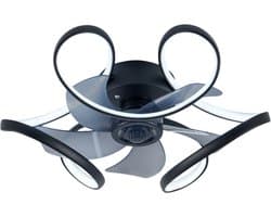 Nivard Plafondventilator - Met Verlichting - Plafond Ventilator - Met Lamp - Plafonniere Met Ventilator - Met Licht - Zwart - 50cm