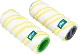 Sillar, 2 x rollers, geschikt voor elektrische mop Karcher EWM 2 FC3 FC5 FC7, van microvezel, vervangende rollen, herbruikbaar, wasbaar, wit/geel — thumbnail 2
