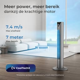 CoolHome CF2206 - Torenventilator met afstandsbediening - Ventilator staand met Luchtreiniger - 96 CM - Dimbaar LED scherm - Cool grey — thumbnail 5