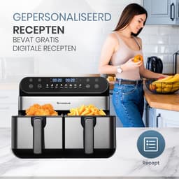 Digitale Airfryer XXL 10L Sinaopus 920 – Heteluchtfriteuse met Dubbele Mand en DualMand Onafhankelijke Snelle Opwarming – Voor Gezinnen – 8 Programma’s – LED Touchscreen – Kijkvenster – Makkelijk te Reinigen – Capaciteit voor 7 Personen — thumbnail 5