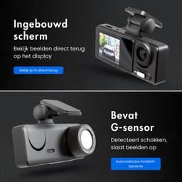 Dashcam Auto 3-Kanaals – Voor-, Binnen- & Achtercamera – Wifi – Incl. 32GB SD – Malya Pro — thumbnail 2