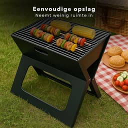 Cheqo® Opvouwbare Barbecue - Draagbare Houtskool BBQ - Portable BBQ - Draagbaar en Inklapbaar - Voor Camping en Strand - Camping BBQ - Houtskool — thumbnail 2