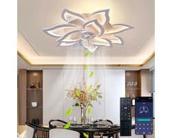 10 Lotus Ventilator Lamp - Plafondventilator - Smart Lamp - Met Dimmer - 3 Standen Ventilator - Keuken Lamp - Woonkamerlamp - Moderne lamp
