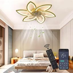 6 Sterren Plafondlamp Met Ventilator - Goud - Met Afstandsbediening - Smart lamp - Dimbaar Met App - 6 Standen Ventilator - Woonkamerlamp - Moderne lamp - Plafoniere — thumbnail 1