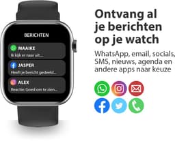 OOQE WATCH PRO 7 - Smartwatch Heren en Dames | Geschikt voor iOS en Android | 10 kleuren | HD | Notificaties | Gezondheidsanalyse | Sportanalyse | GPS Koppeling | Bellen | Muziek/Audio Luisteren | Ergonomisch | Nederlandstalig | Zwart — thumbnail 5