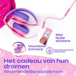 PowerLocus PLED Wired Kinder Koptelefoon met Draad - Koptelefoon voor kinderen - Veilig volume van 85dB en 94dB - Hoofdtelefoon - Met microfoon - Sharing Audio Functie - Roze — thumbnail 2