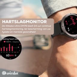 Wiesba Smartwatch Ultra-performance 76 - Sporthorloge met Hartslagmeter -Stappenteller - Sport Horloge met Belfunctie - Smart Watch Saturatiemeter - Smartwatch 1.32inch - 466*466 Resolutie - GPS - Android/iOS - Zwart — thumbnail 3