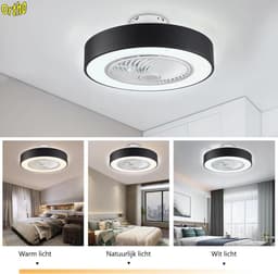 Ortho® - Plafondventilator - Plafondlamp - LED verlichting - LED fan - Zomer- en winterstand - Met afstandsbediening - Zwart — thumbnail 5