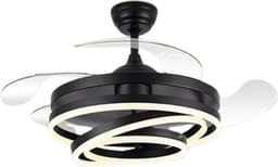 Livano Plafondventilator - Met Verlichting - Plafond Ventilator - Met Lamp - Plafonniere Met Ventilator - Met Licht - Zwart - 106cm — thumbnail 1
