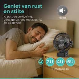 VENTRA® Draadloze Ventilator – Ventilator – Tafelventilator – Handventilator - Mini Ventilator - LED Verlichting - 12000 mAh - 19,5 x 17cm — thumbnail 3