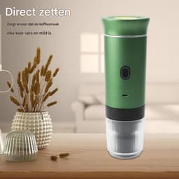 Draagbaar Koffiezetapparaat - Draadloos voor in de Auto - Espresso - Voor espresso, capsules, gemalen koffie - Cups - Oplaadbaar - voor Onderweg - Groen — thumbnail 3