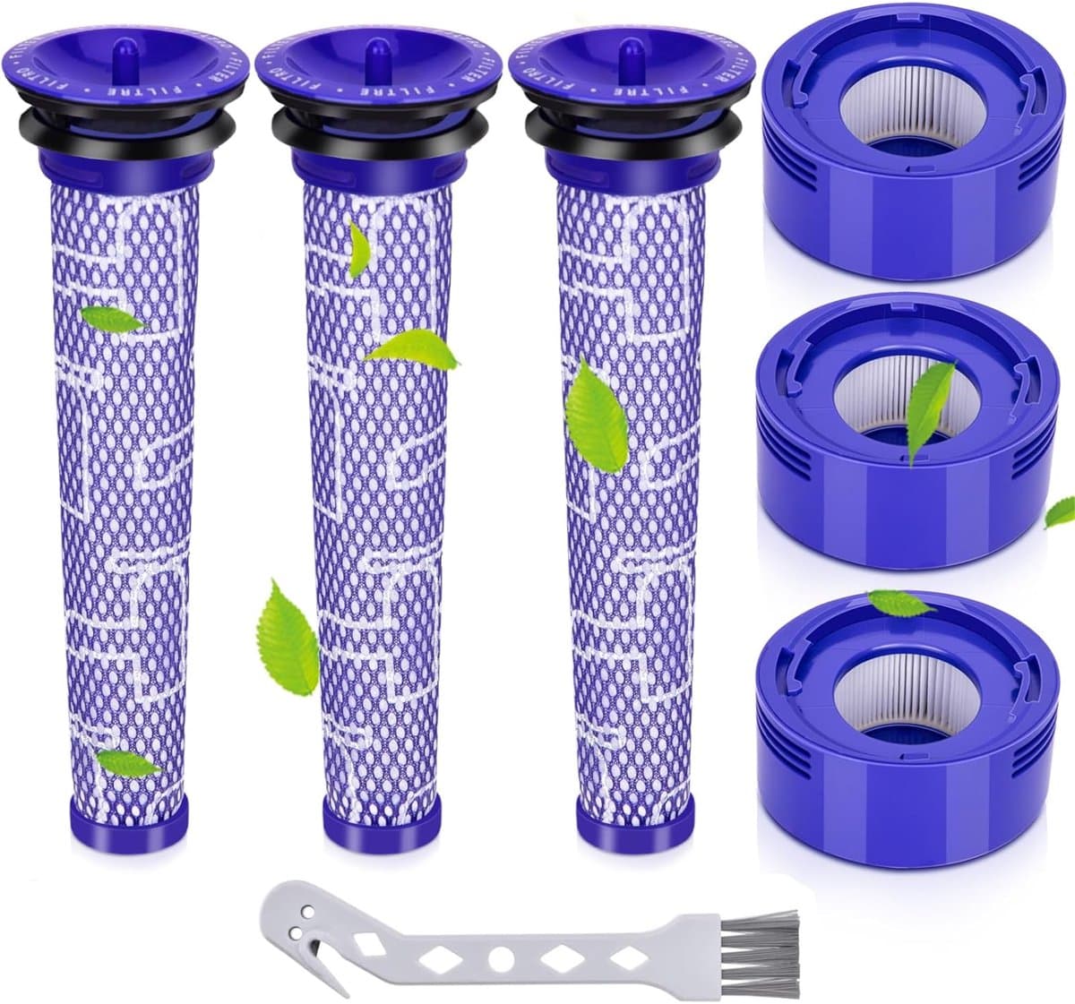 3X Dyson V8-filter - wasbaar en herbruikbaar met dubbellaagse siliconen afdichting voor V7/V8 Animal - absoluut, volledig schoon - voor huishoudens of mensen met allergieën — afbeelding 1