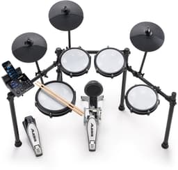 Alesis Nitro Max Kit Elektrisch Drumstel met Stille Mesh Pads, 10" Dual Zone Snare, Bluetooth, 440+ Authentieke Klanken, Drumeo, USB MIDI, Kick Pedaal — thumbnail 1