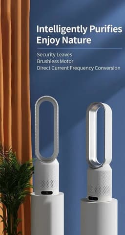 Eszenzics™ Ventilator Blade7 - Energiezuinig - 5W USB - Afstandsbediening - Timer - Luchtzuivering - 8 snelheden -58 cm - 90° Oscillatie - Veilig en duurzaam - Wit/grijs — thumbnail 3
