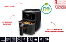 FRITEL Airfryer SnackTastic® 7720 – Heteluchtfriteuse 8L XXL – 1700W – Voor 1-8 Personen – Touchscreen – Airfryer met Kijkvenster & Verlichting – 8 Programma’s – PFAS-vrij – Zwart — thumbnail 4