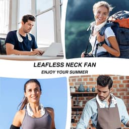 Nekventilator - Oplaadbaar - Unisex - Draagbaar - Handsfree en bladloos - Persoonlijke koelventilator met LED-display - 5 snelheden - Draagbare hangventilator - Voor reizen/wandelen/sporten/koken - Wit — thumbnail 5