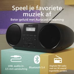 PHILIPS TAZ5000/00 Draagbare Multi-source CD-speler CD, FM-radio Bluetooth 5.4, Audio-ingang, USB Koptelefoonaansluiting (3,5 mm) — thumbnail 4