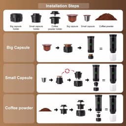 Draagbaar 3-in-1 Koffiezetapparaat - Elektrische Espresso Machine voor Reizen en Kamperen — thumbnail 3