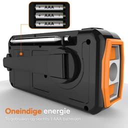 Noodradio - DAB+ - Solar Opwindbaar - Powerbank - Draagbare Radio - Noodpakket - Zaklamp - Opladen en op Batterijen - Bluetooth - Volledig Nederlands — thumbnail 2