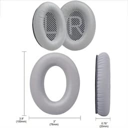 Lederen Set Oorkussens Geschikt Voor Bose Koptelefoon QuietComfort 35, QC35/QC35II/QC45/QC25/QC2/QC15/Soundtrue/Soundlink Around-Ear II AE2 headphones, Vervangende Kussens Voor Hoofdtelefoon - Grijs - 1 Paar — thumbnail 4