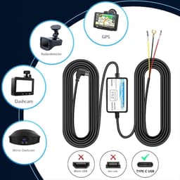 Gsedaox-Dascham Hardwire Kit-12-24V la Type-C 5V/2A-3.5mMultisize Hardware Kit Dashcam voor auto-Accustroom - Constante Voedin — thumbnail 2