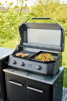 Cozze® G-800 Combo Plancha Grill BBQ - 3 Gasbranders - Gas BBQ & Plancha voor Buiten Koken - Grote Bakplaat - 30 mbar - Outdoor Cooking Station — thumbnail 4